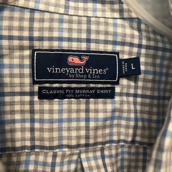 Vineyard Vines Men's Green and Blue Plaid Shirt - Picture 3 of 5